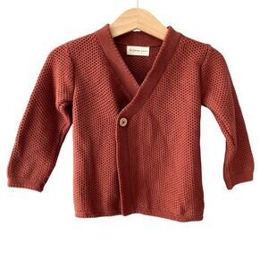 Fin & Vince Knitted Wrap Cardigan - Red Brown Brick - 12-18M